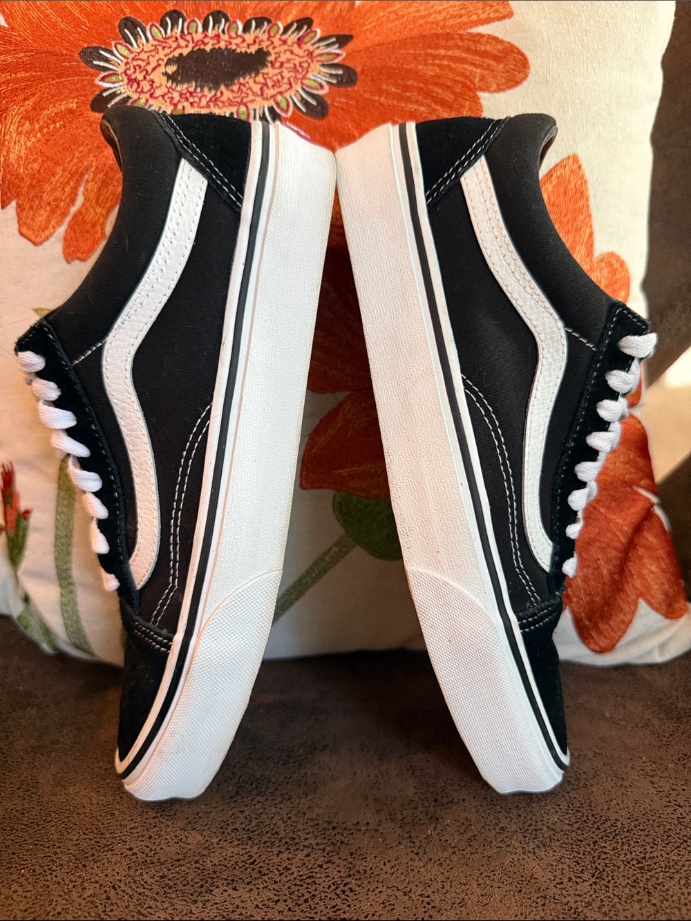 VANS OLD SKOOL SNEAKER LOW TOP LACE UP LEATHER CANVAS SUEDE WAFFLE SOLE VGUC 8.5 - Picture 4 of 12
